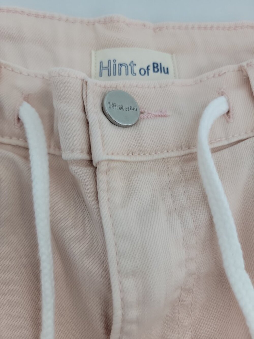 Hint of Blu Wide Leg Jeans Womens 26 Pink High Rise Drawstring Cropped Denim - Picture 3 of 8